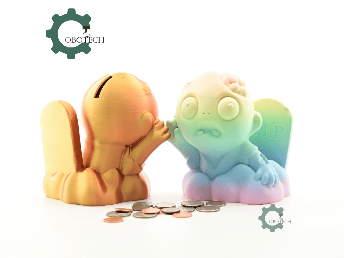Digital Downloads - Cobotech Halloween Rip Zombie Piggy Bank - Desk Decor - Coin Bank Gifts
