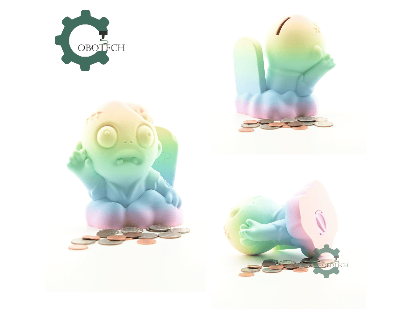 Digital Downloads - Cobotech Halloween Rip Zombie Piggy Bank - Desk Decor - Coin Bank Gifts