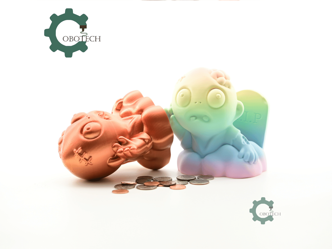 Digital Downloads - Cobotech Halloween Rip Zombie Piggy Bank - Desk Decor - Coin Bank Gifts