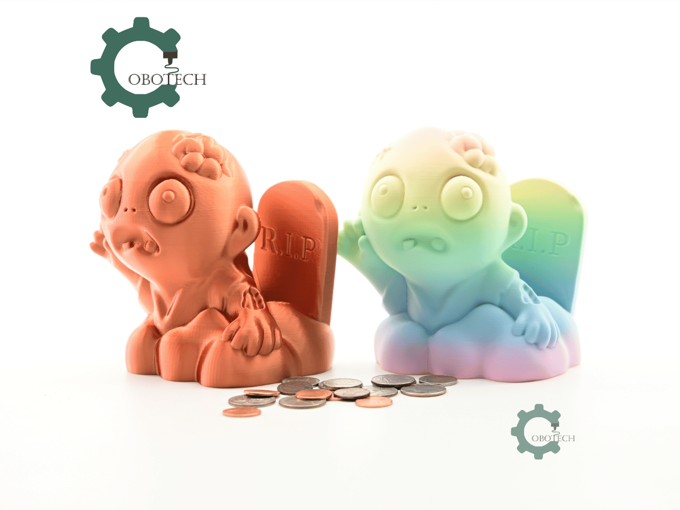 Digital Downloads - Cobotech Halloween Rip Zombie Piggy Bank - Desk Decor - Coin Bank Gifts