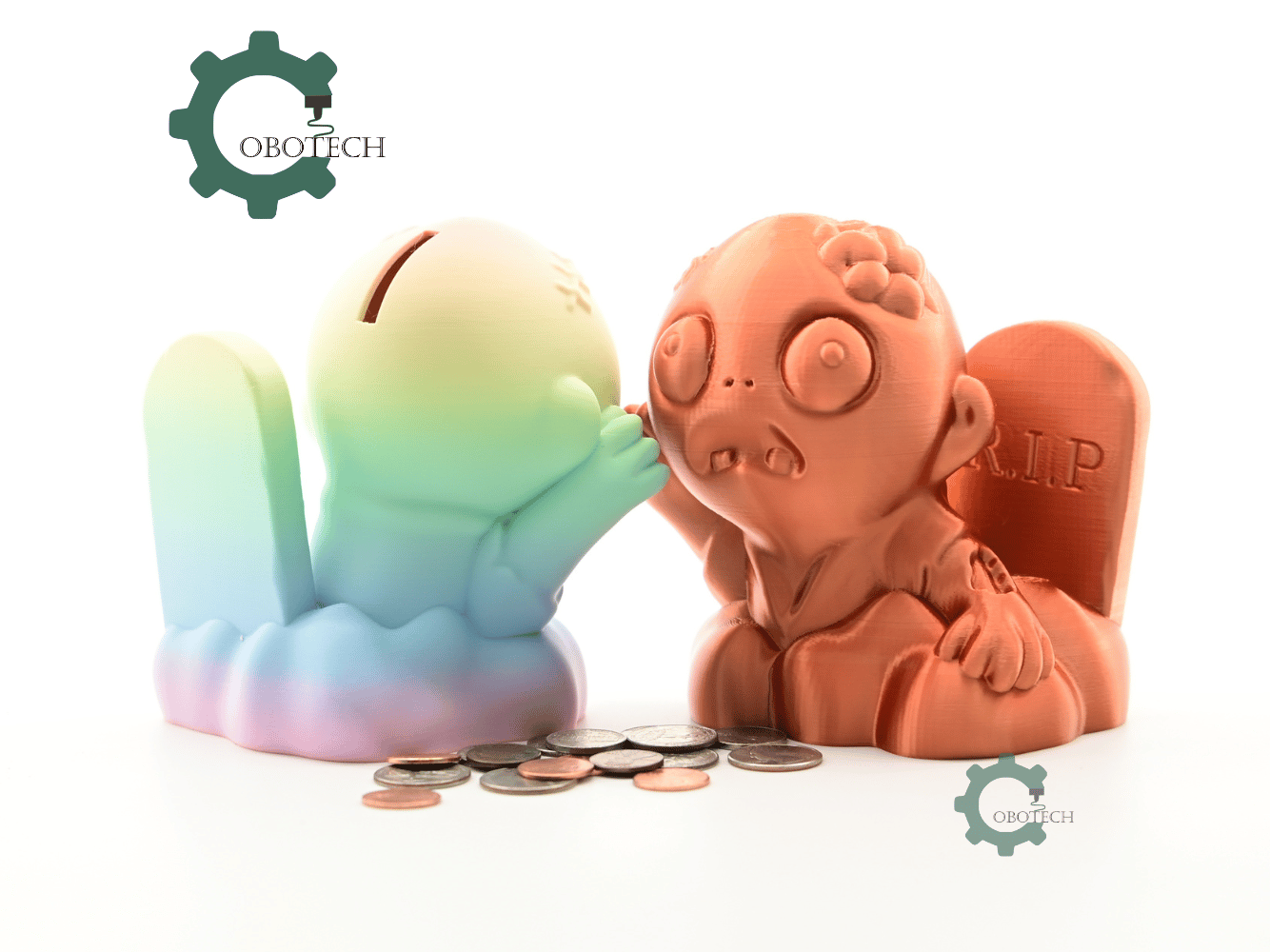 Digital Downloads - Cobotech Halloween Rip Zombie Piggy Bank - Desk Decor - Coin Bank Gifts