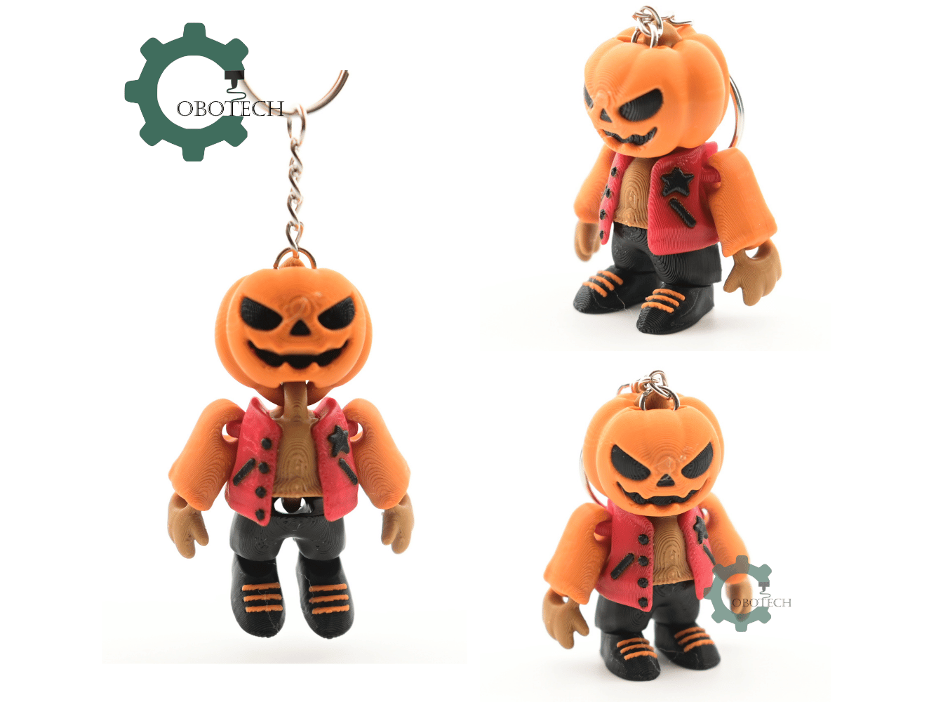 Digital Downloads - Cobotech Halloween Urban Pumpkin Head Articulated Keychain - Cute Backpack Keychain