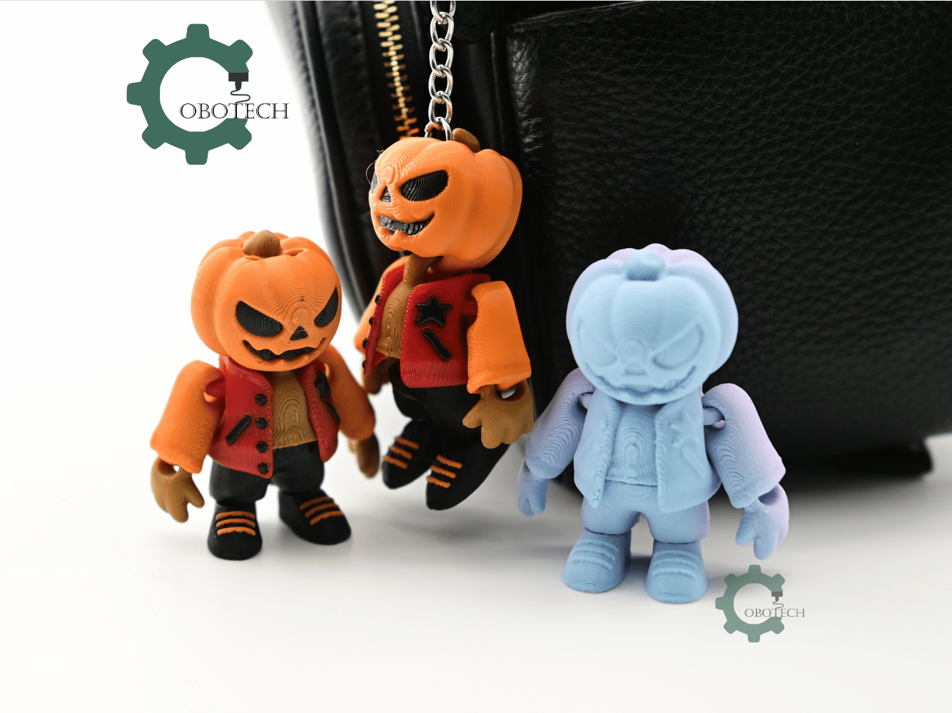 Digital Downloads - Cobotech Halloween Urban Pumpkin Head Articulated Keychain - Cute Backpack Keychain