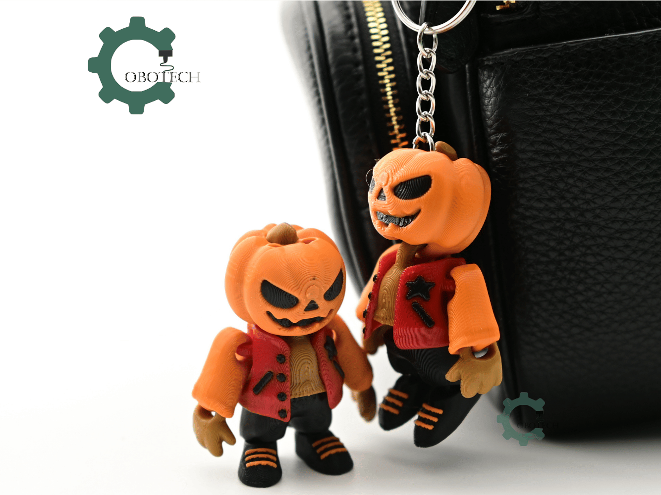 Digital Downloads - Cobotech Halloween Urban Pumpkin Head Articulated Keychain - Cute Backpack Keychain
