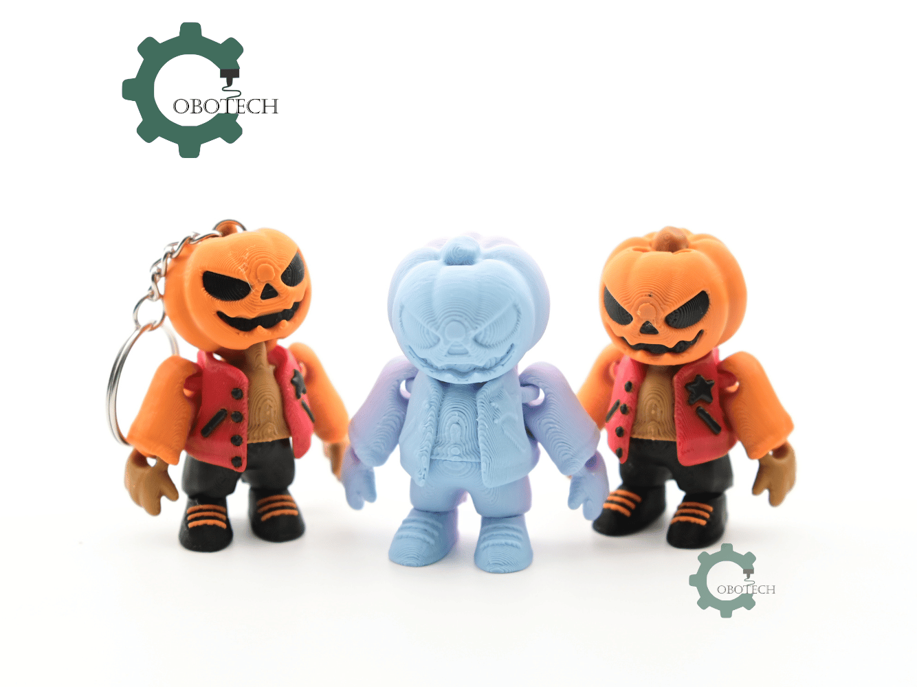 Digital Downloads - Cobotech Halloween Urban Pumpkin Head Articulated Keychain - Cute Backpack Keychain
