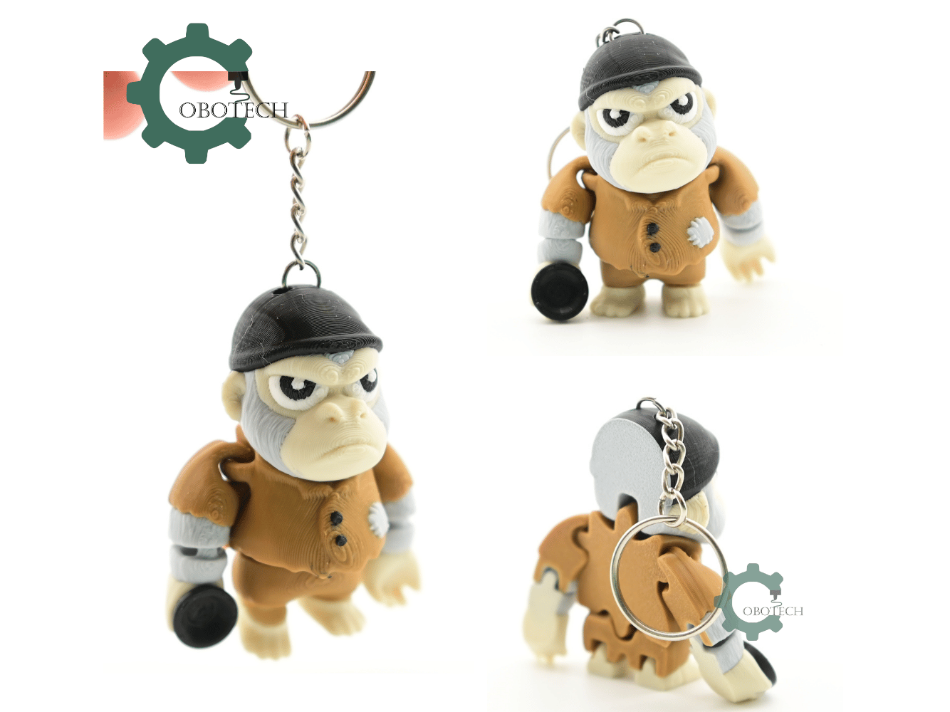 Digital Downloads - Cobotech Poor Grumpy Gorilla Articulated Keychain - Cute Backpack Keychain