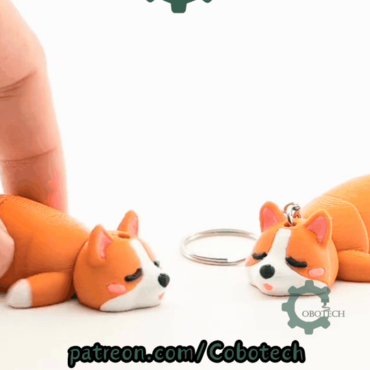 Digital Downloads - Cobotech Sleeping Corgi For Animal Lovers Articulated Keychain - Cute Backpack Keychain