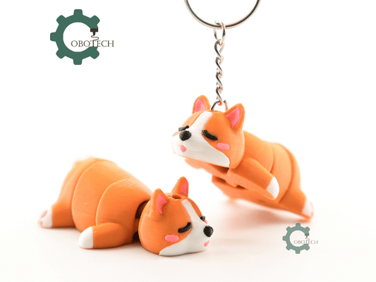 Digital Downloads - Cobotech Sleeping Corgi For Animal Lovers Articulated Keychain - Cute Backpack Keychain