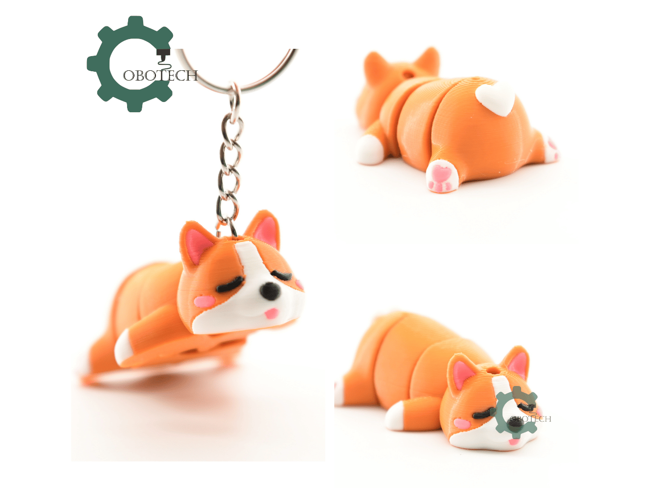 Digital Downloads - Cobotech Sleeping Corgi For Animal Lovers Articulated Keychain - Cute Backpack Keychain