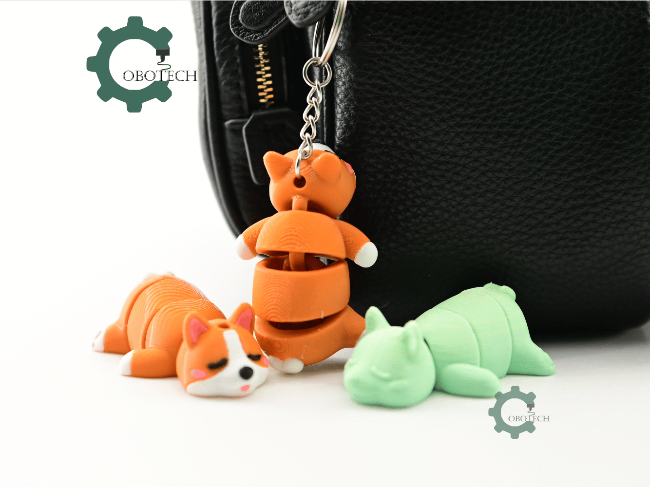 Digital Downloads - Cobotech Sleeping Corgi For Animal Lovers Articulated Keychain - Cute Backpack Keychain