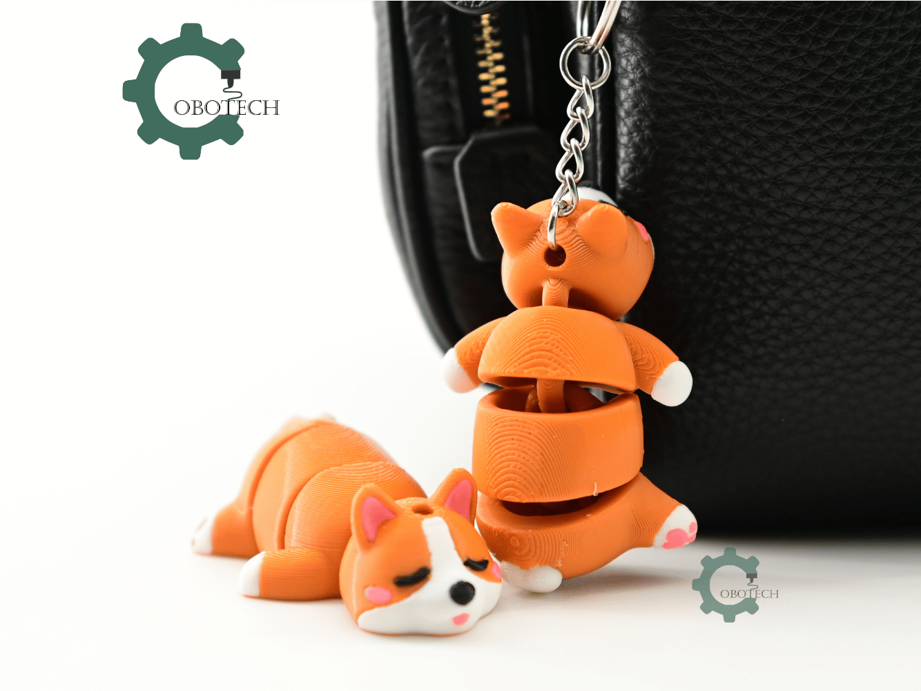 Digital Downloads - Cobotech Sleeping Corgi For Animal Lovers Articulated Keychain - Cute Backpack Keychain