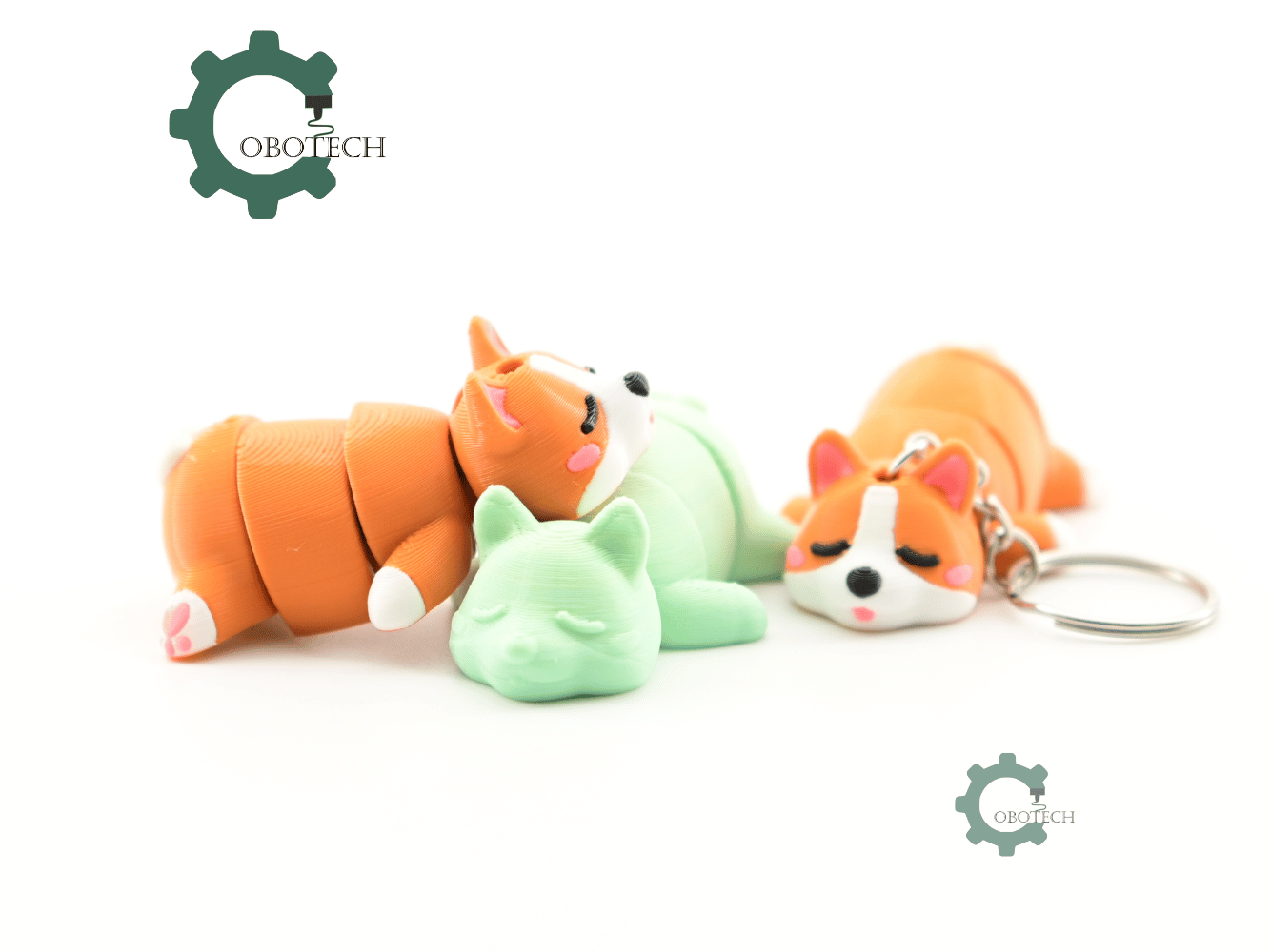 Digital Downloads - Cobotech Sleeping Corgi For Animal Lovers Articulated Keychain - Cute Backpack Keychain