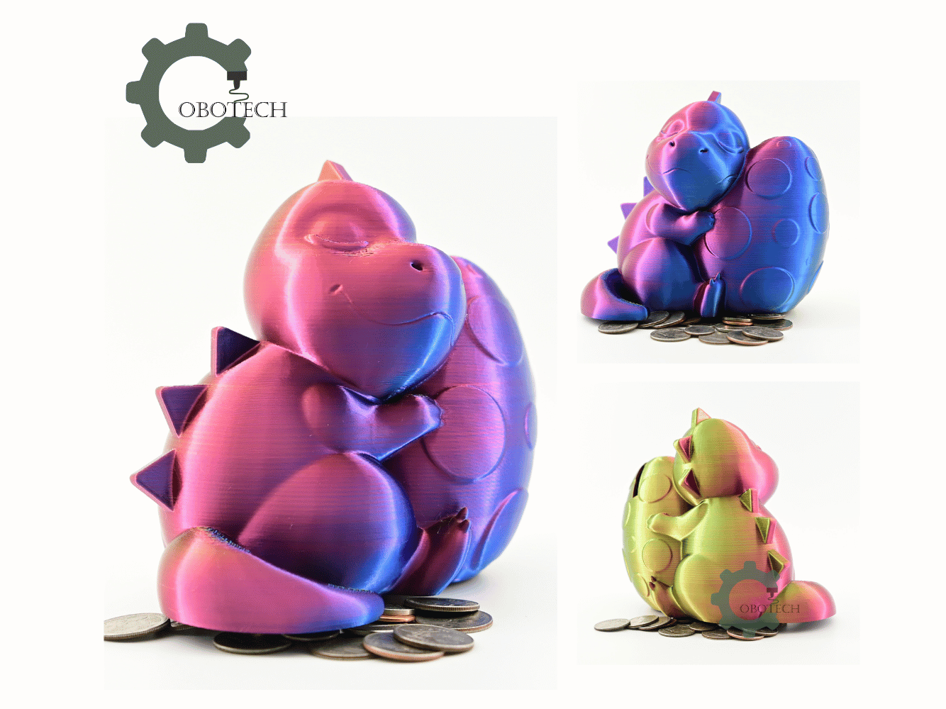 Digital Downloads - Cobotech Sleeping Dinosaur With Egg Piggy Bank - Desk Decor - Coin Bank Gifts