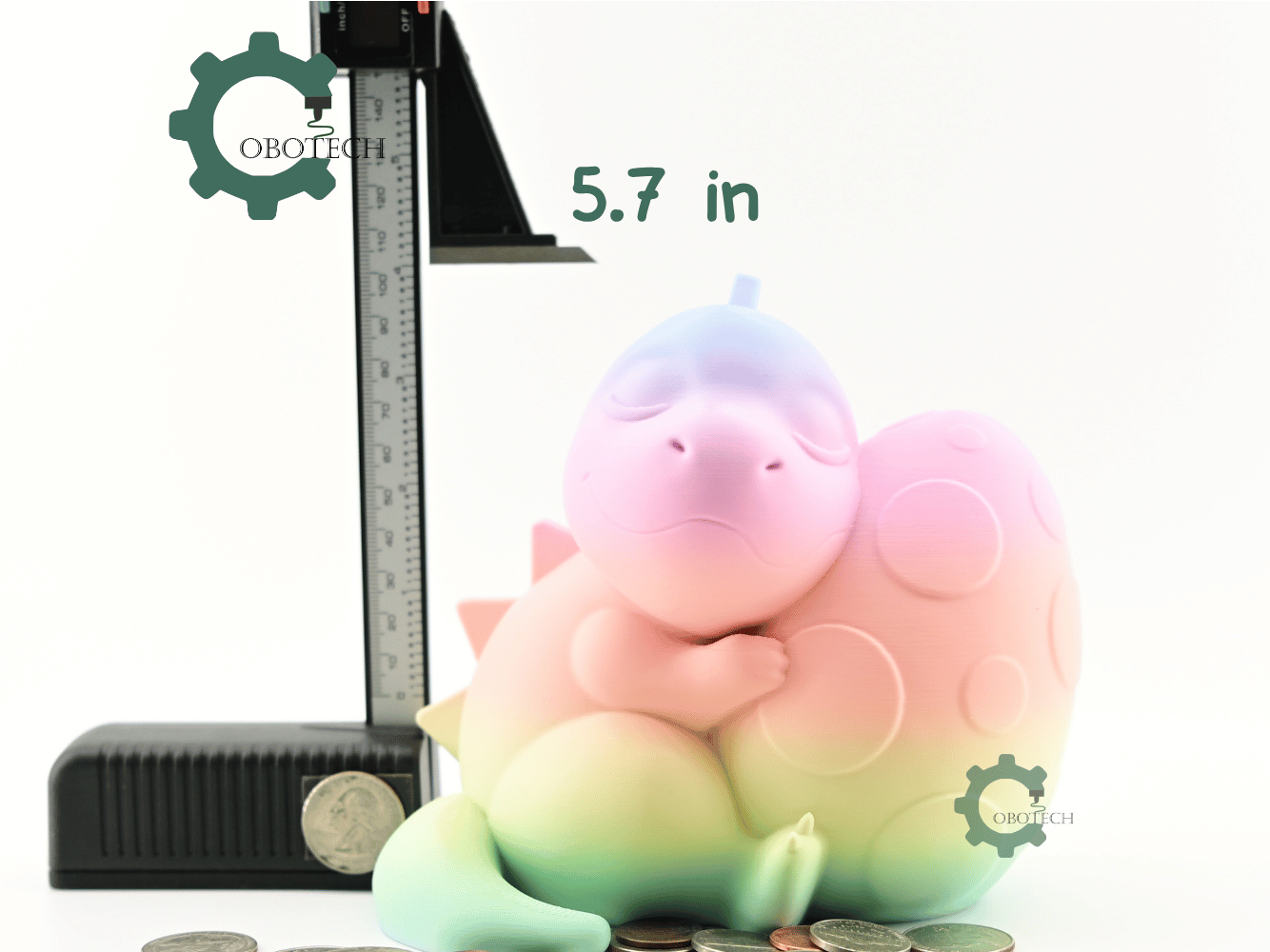 Digital Downloads - Cobotech Sleeping Dinosaur With Egg Piggy Bank - Desk Decor - Coin Bank Gifts