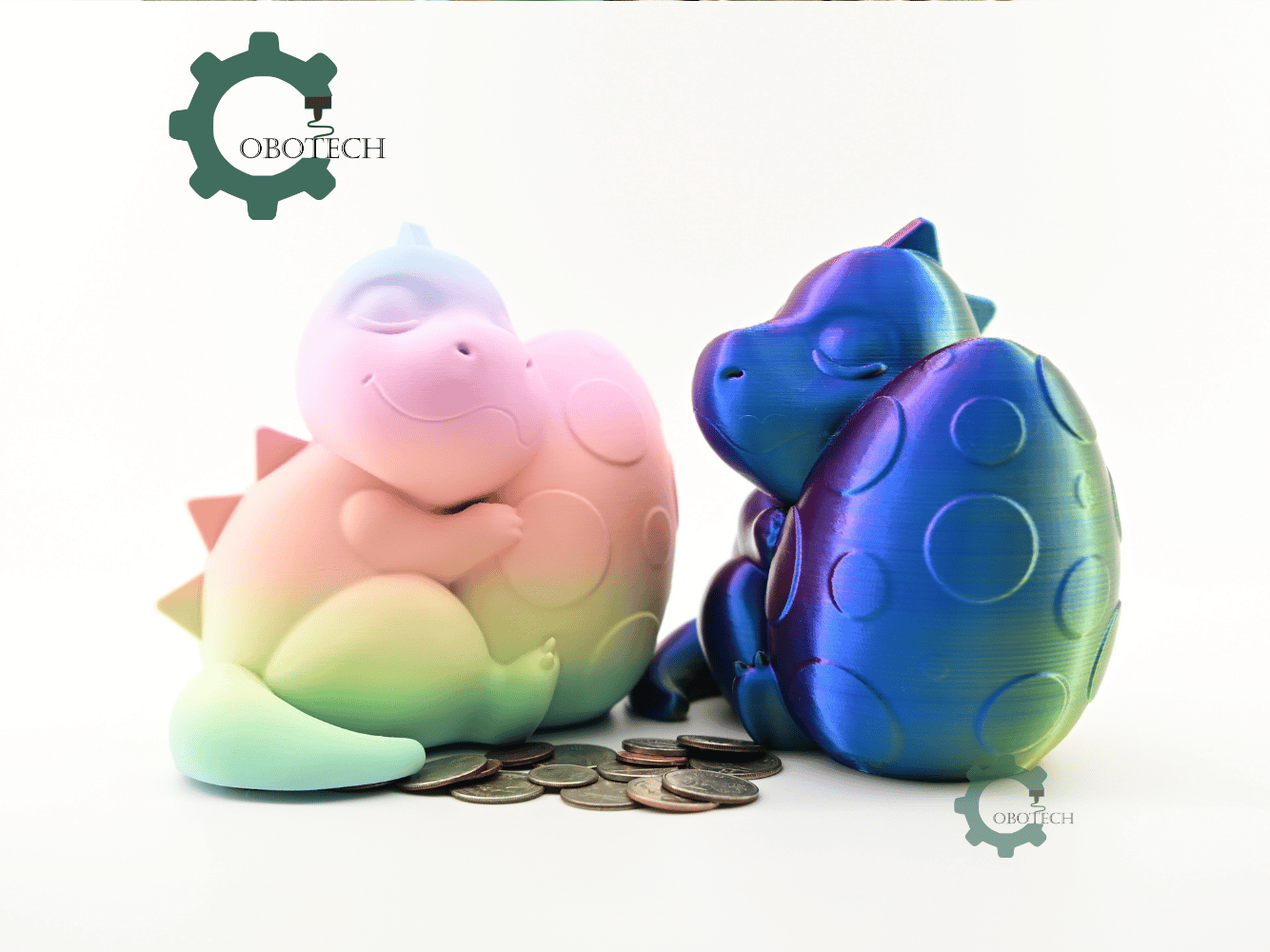 Digital Downloads - Cobotech Sleeping Dinosaur With Egg Piggy Bank - Desk Decor - Coin Bank Gifts
