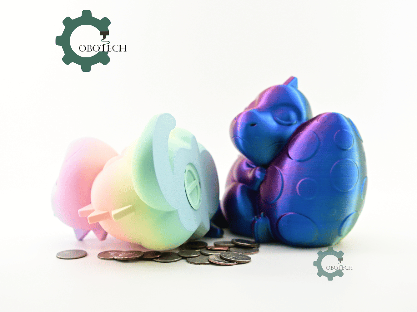 Digital Downloads - Cobotech Sleeping Dinosaur With Egg Piggy Bank - Desk Decor - Coin Bank Gifts