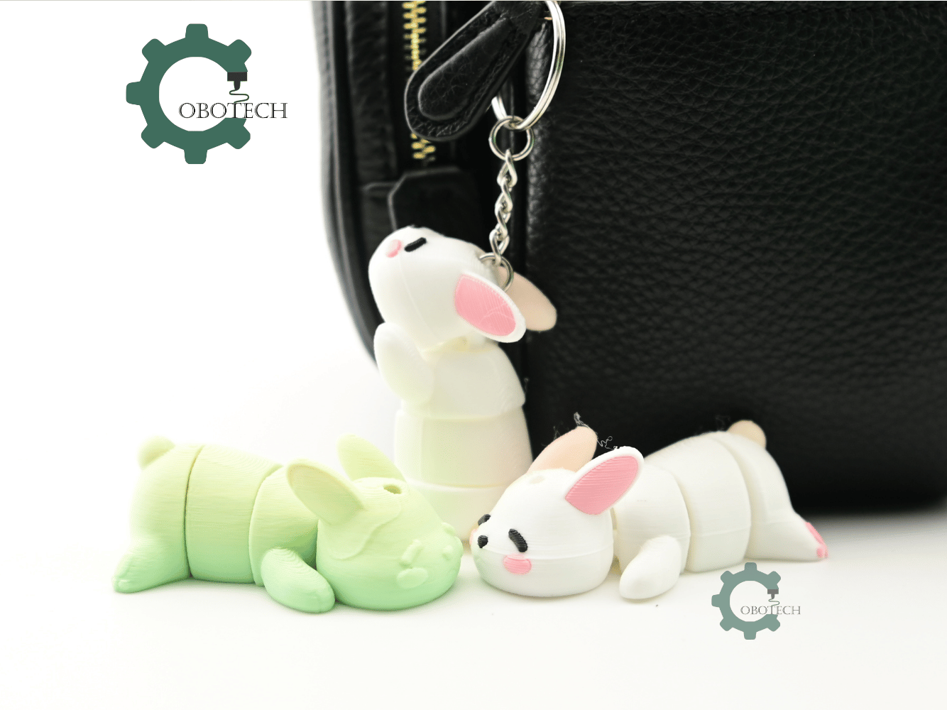 Digital Downloads - Cobotech Sleepy Bunny Articulated Keychain - Cute Backpack Keychain