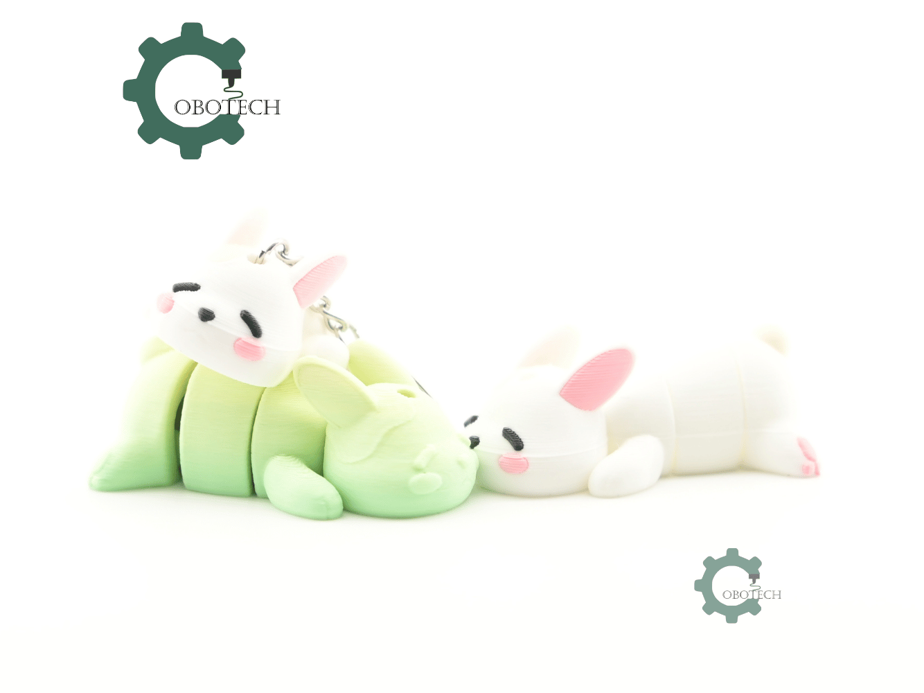 Digital Downloads - Cobotech Sleepy Bunny Articulated Keychain - Cute Backpack Keychain