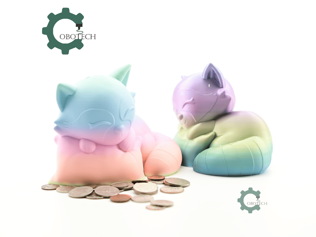 Digital Downloads - Cobotech Sleepy Raccoon On Pillow Piggy Bank - Desk Decor - Coin Bank Gifts