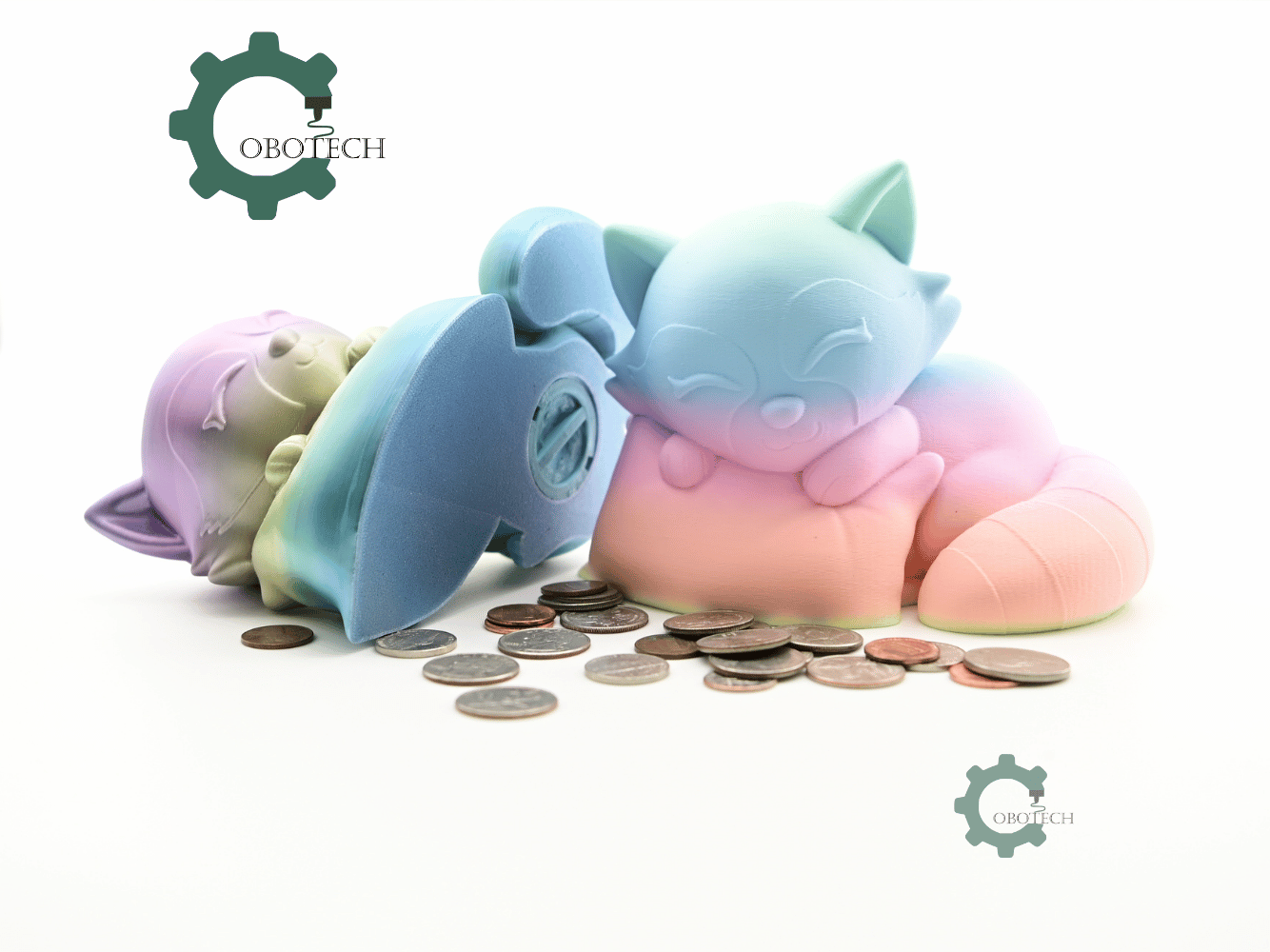 Digital Downloads - Cobotech Sleepy Raccoon On Pillow Piggy Bank - Desk Decor - Coin Bank Gifts
