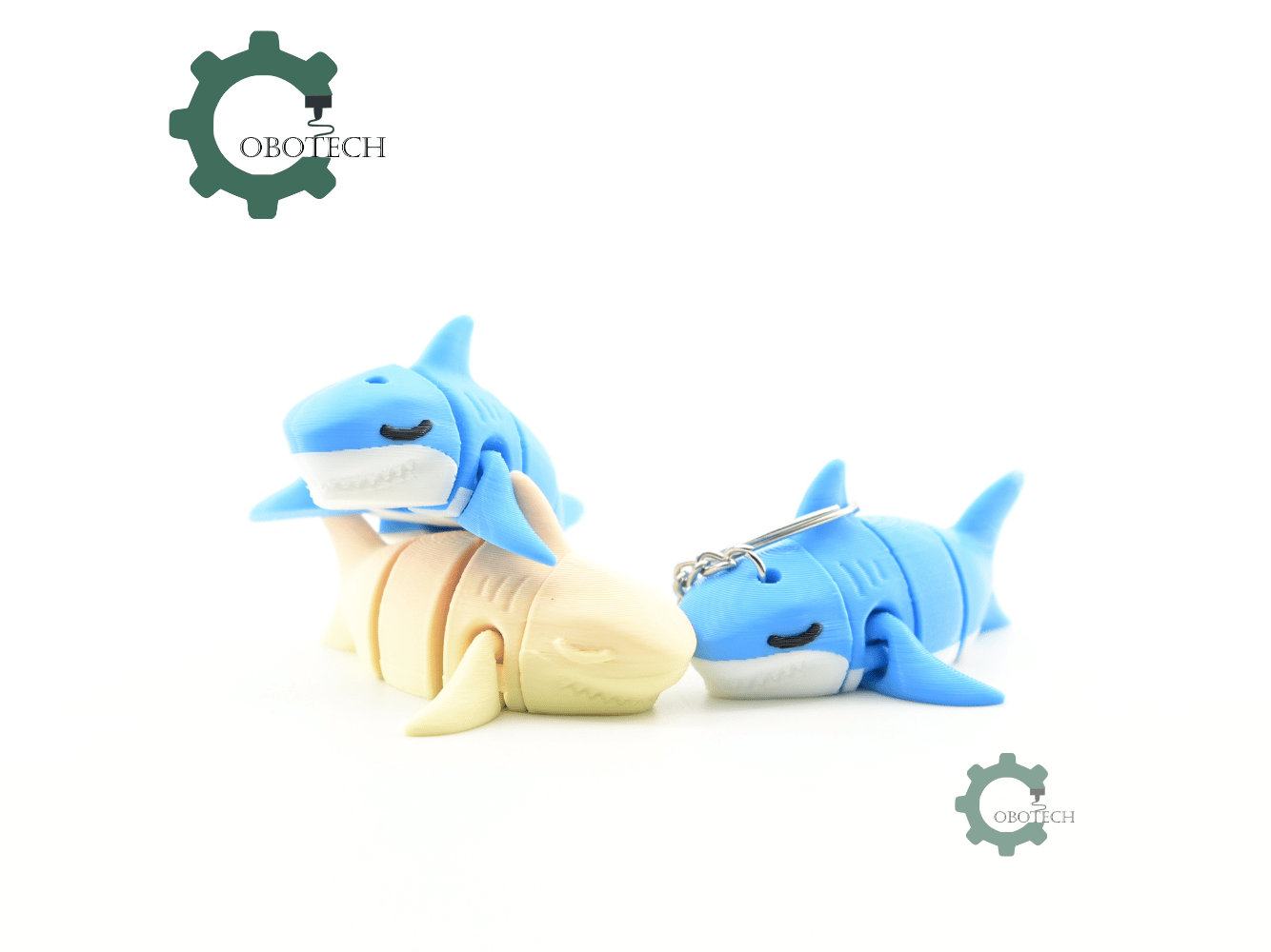 Digital Downloads - Cobotech Sleepy Shark Articulated Keychain - Cute Backpack Keychain