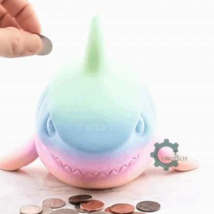 Digital Downloads - Cobotech Smiling Shark Piggy Bank - Desk Decor - Coin Bank Gifts