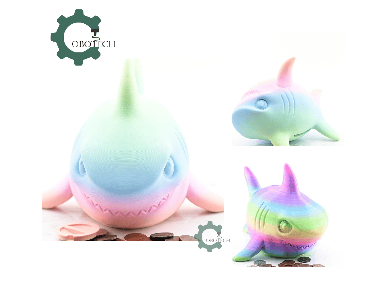 Digital Downloads - Cobotech Smiling Shark Piggy Bank - Desk Decor - Coin Bank Gifts