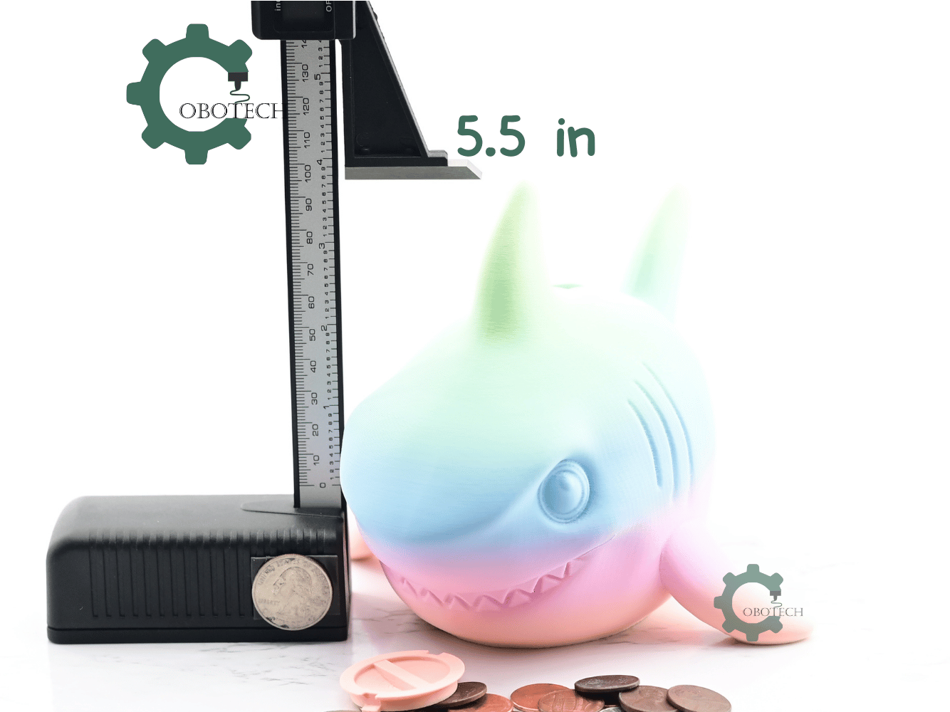 Digital Downloads - Cobotech Smiling Shark Piggy Bank - Desk Decor - Coin Bank Gifts