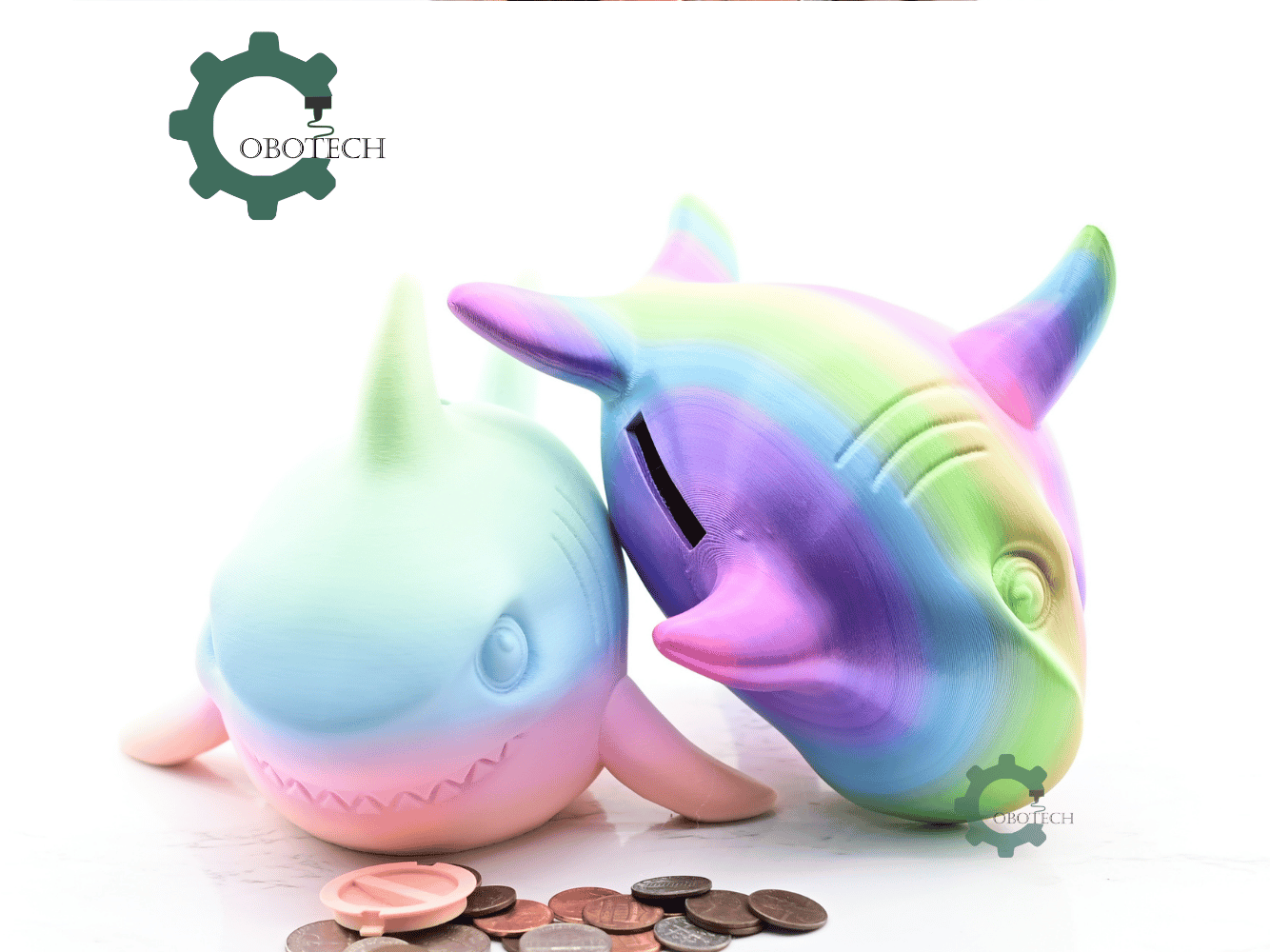 Digital Downloads - Cobotech Smiling Shark Piggy Bank - Desk Decor - Coin Bank Gifts