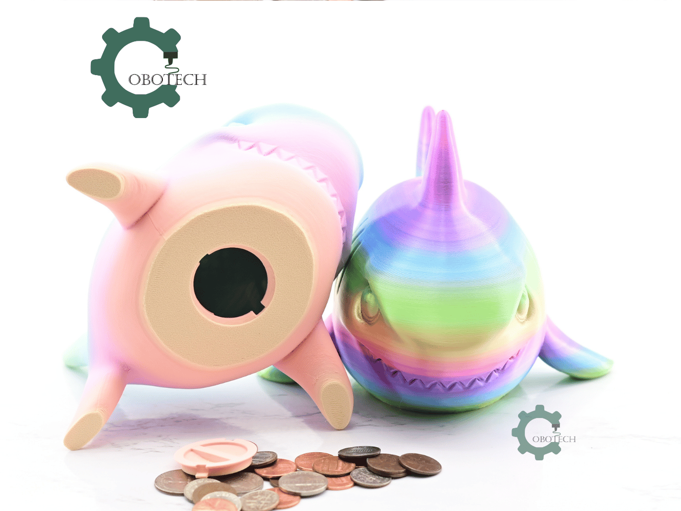 Digital Downloads - Cobotech Smiling Shark Piggy Bank - Desk Decor - Coin Bank Gifts