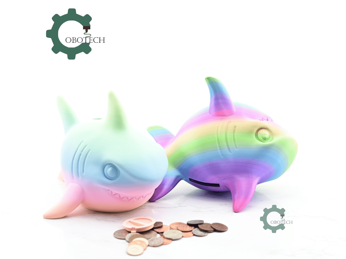 Digital Downloads - Cobotech Smiling Shark Piggy Bank - Desk Decor - Coin Bank Gifts