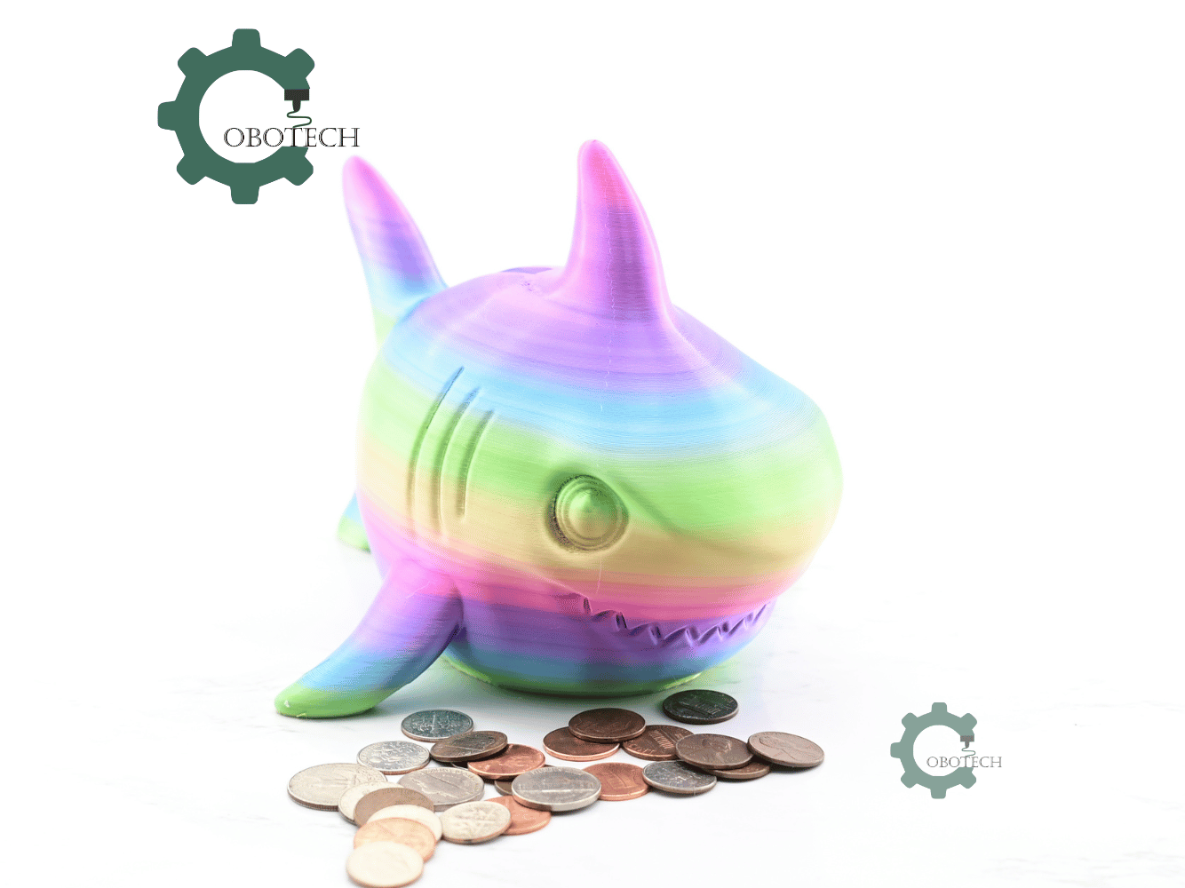 Digital Downloads - Cobotech Smiling Shark Piggy Bank - Desk Decor - Coin Bank Gifts