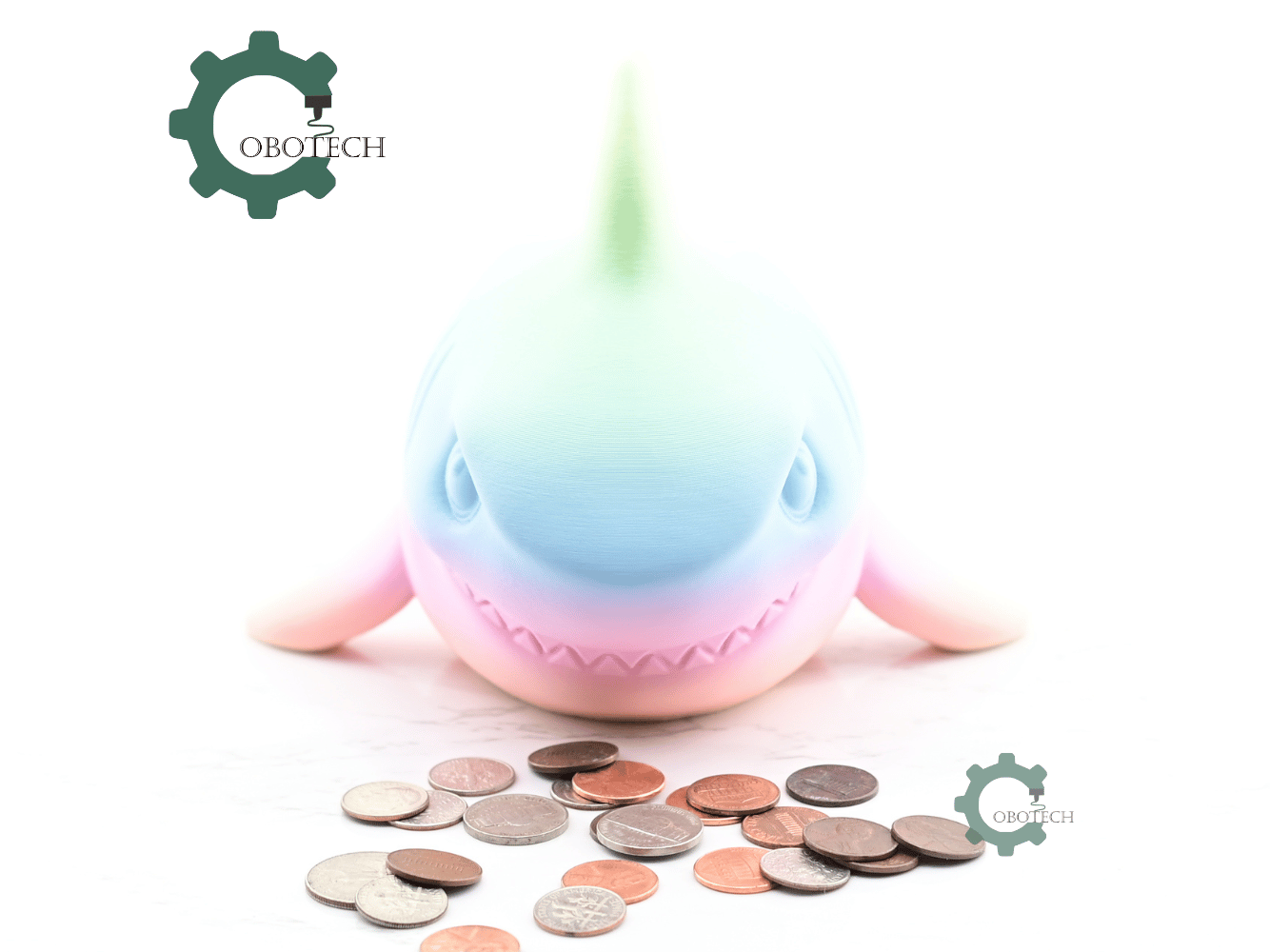 Digital Downloads - Cobotech Smiling Shark Piggy Bank - Desk Decor - Coin Bank Gifts