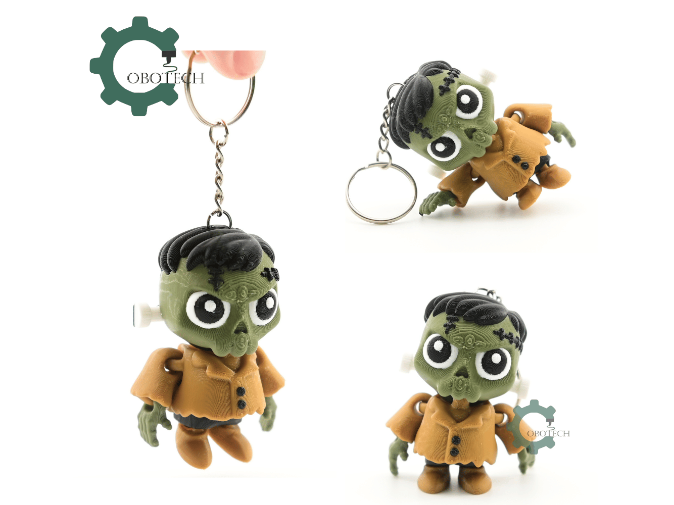 Digital Downloads - Cobotech Spooky Halloween Frankenstein Articulated Keychain - Cute Backpack Keychain