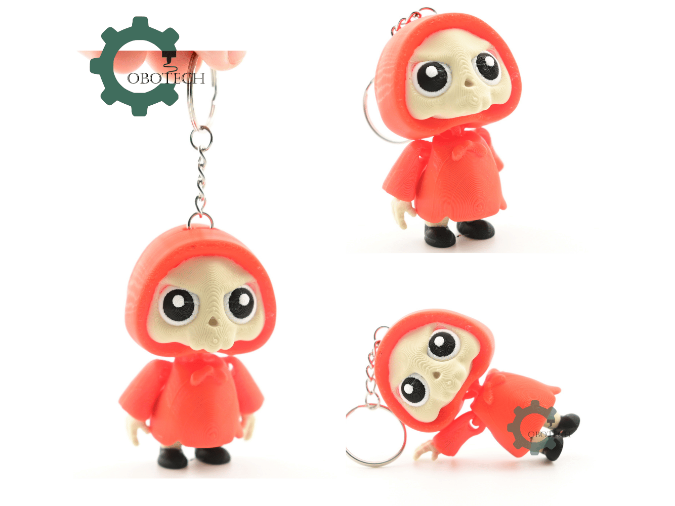 Digital Downloads - Cobotech Spooky Halloween Hoodie Skeleton Articulated Keychain - Cute Backpack Keychain