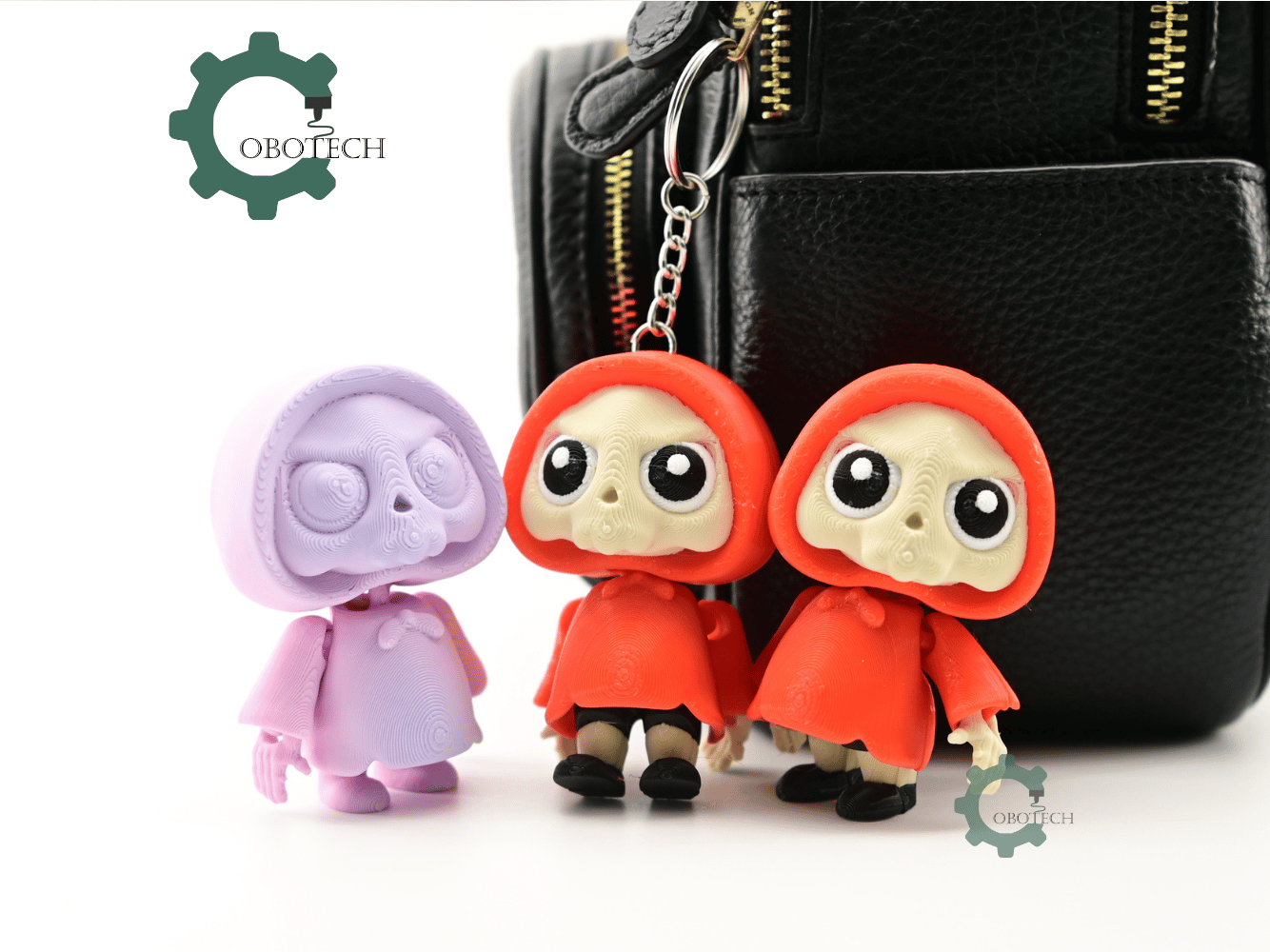 Digital Downloads - Cobotech Spooky Halloween Hoodie Skeleton Articulated Keychain - Cute Backpack Keychain