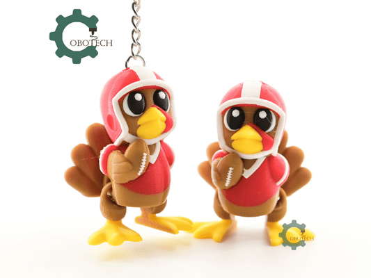 Digital Downloads - Cobotech Thanksgiving Football Turkey Articulated Keychain - Cute Backpack Keychain
