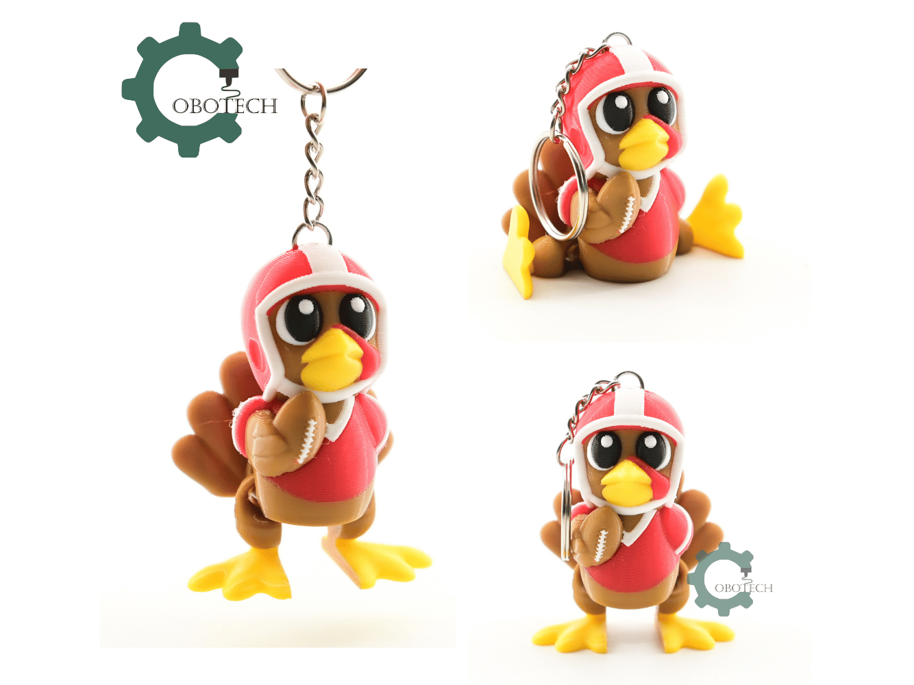 Digital Downloads - Cobotech Thanksgiving Football Turkey Articulated Keychain - Cute Backpack Keychain