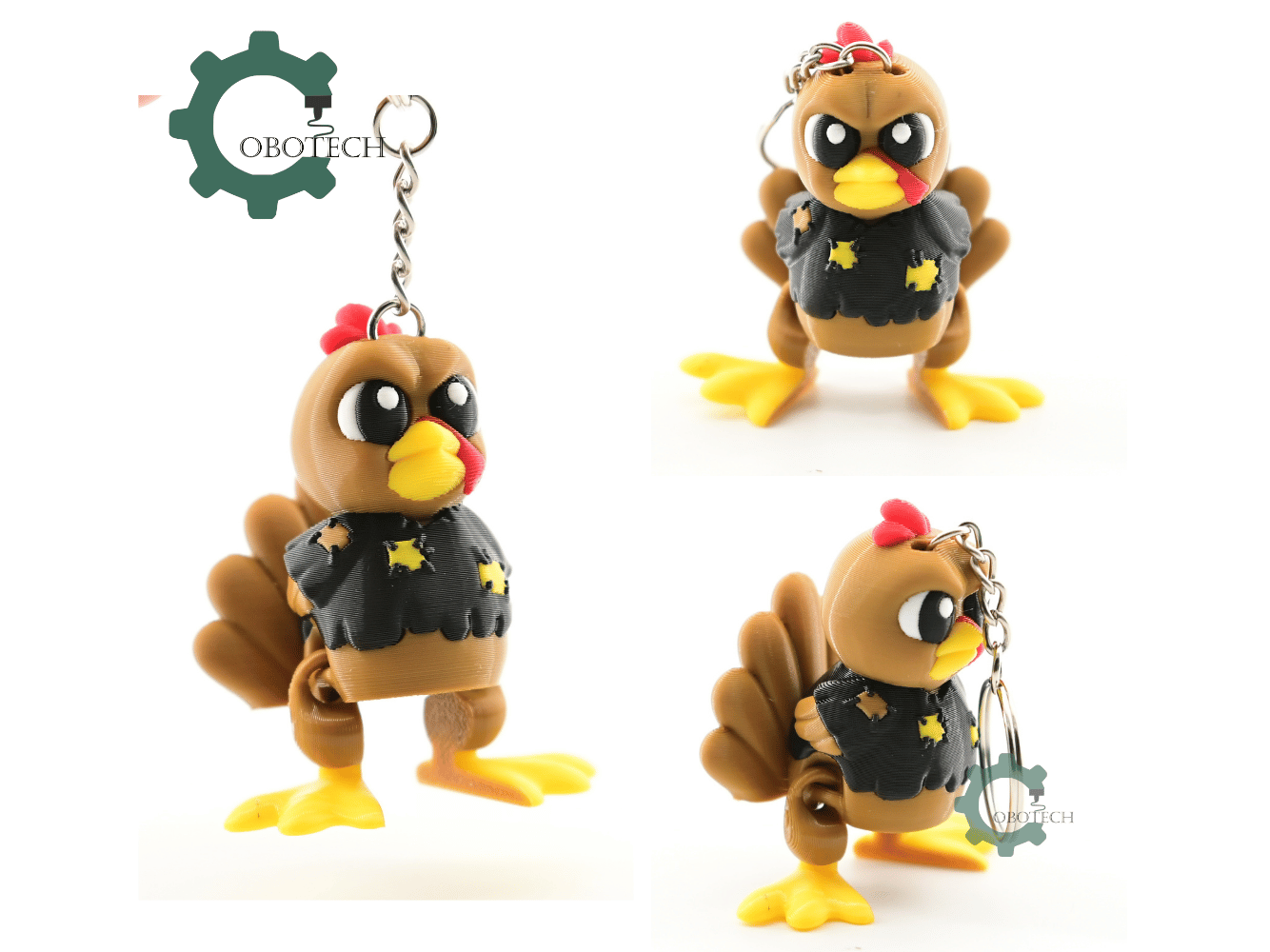 Digital Downloads - Cobotech Thanksgiving Poor Grumpy Turkey Articulated Keychain - Cute Backpack Keychain
