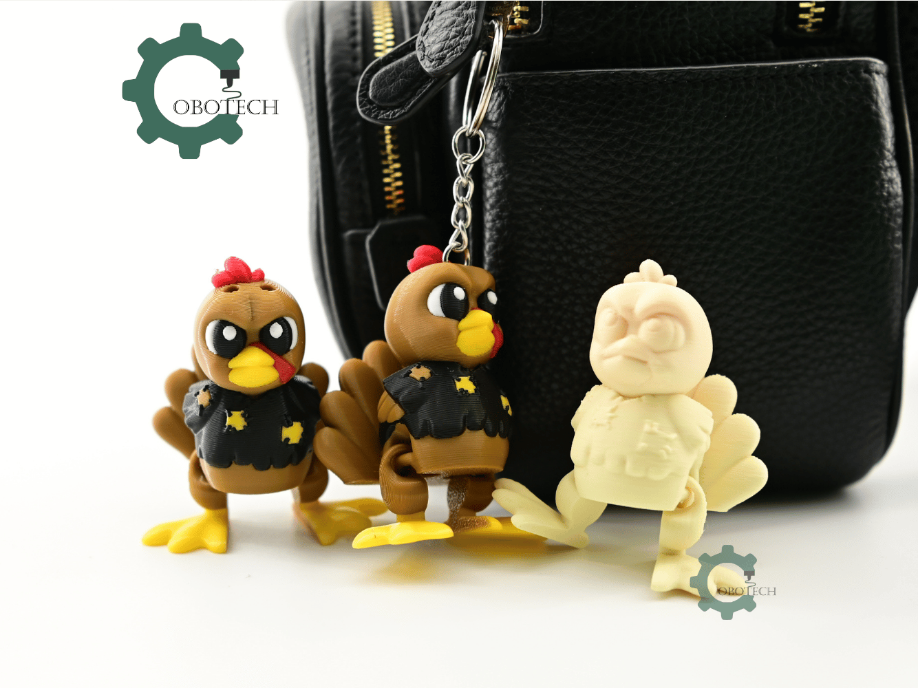 Digital Downloads - Cobotech Thanksgiving Poor Grumpy Turkey Articulated Keychain - Cute Backpack Keychain