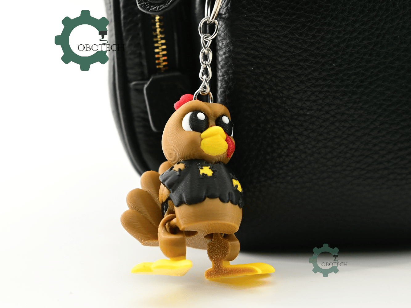 Digital Downloads - Cobotech Thanksgiving Poor Grumpy Turkey Articulated Keychain - Cute Backpack Keychain