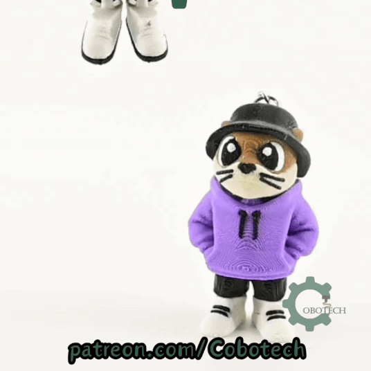 Digital Downloads - Cobotech Urban Otter In Hoodie Articulated Keychain - Cute Backpack Keychain