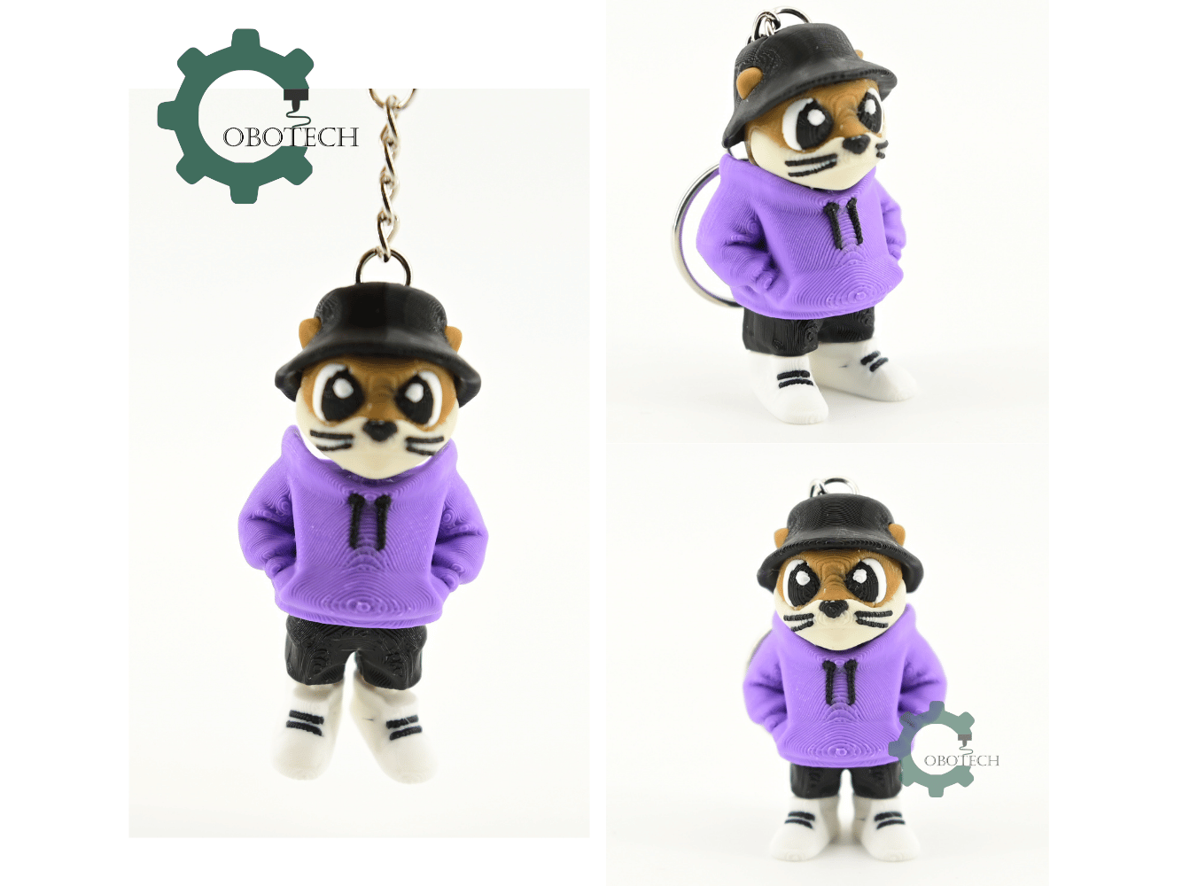 Digital Downloads - Cobotech Urban Otter In Hoodie Articulated Keychain - Cute Backpack Keychain