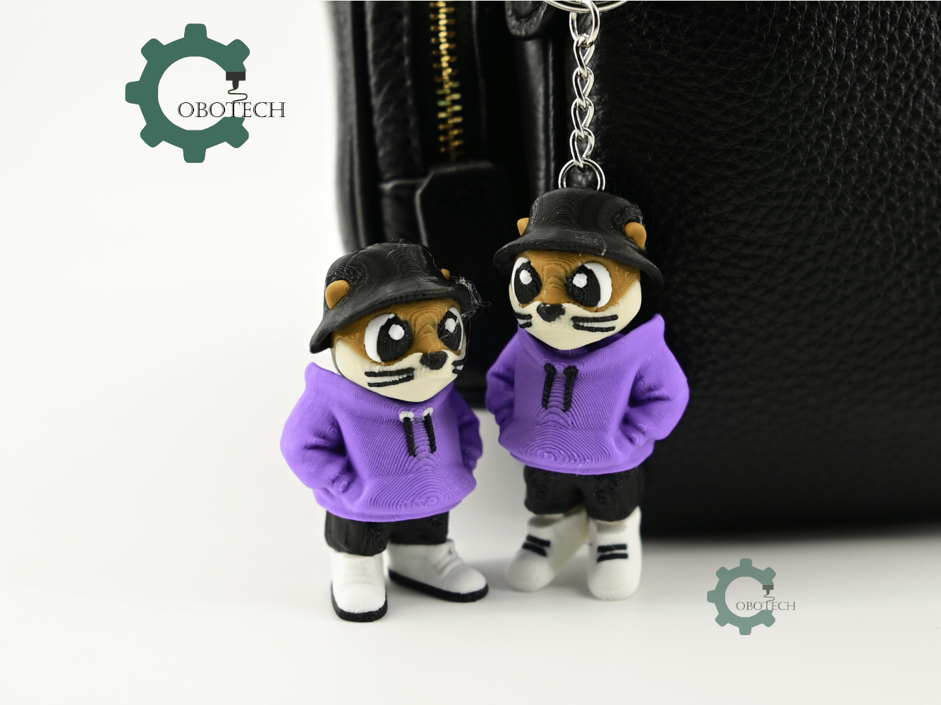 Digital Downloads - Cobotech Urban Otter In Hoodie Articulated Keychain - Cute Backpack Keychain