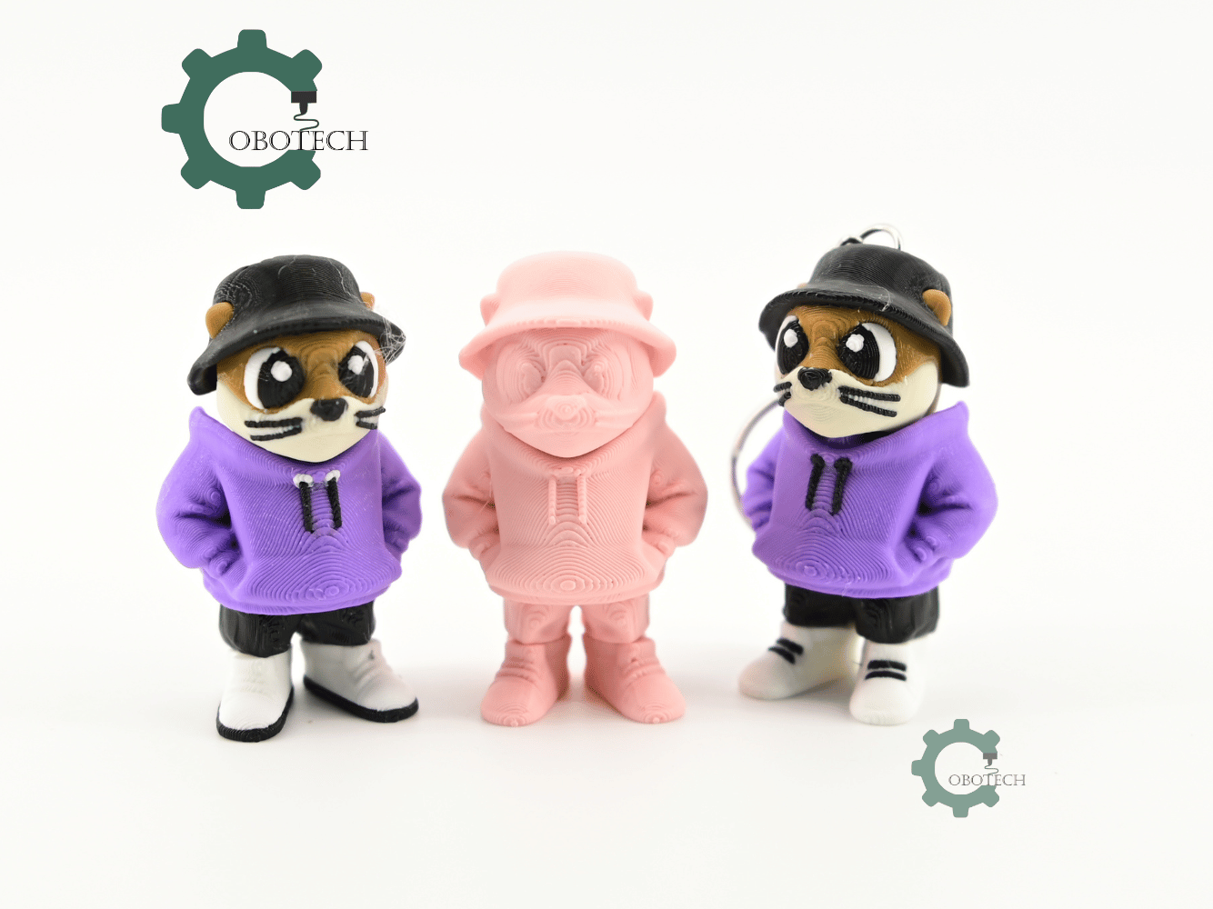 Digital Downloads - Cobotech Urban Otter In Hoodie Articulated Keychain - Cute Backpack Keychain