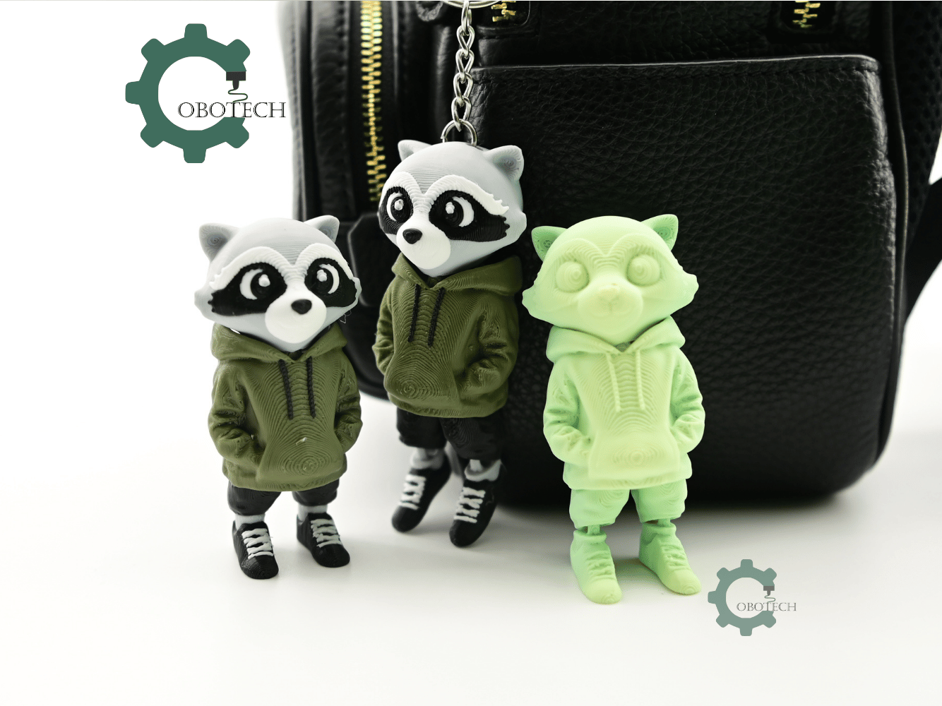Digital Downloads - Cobotech Urban Raccoon In Hoodie Articulated Keychain - Cute Backpack Keychain