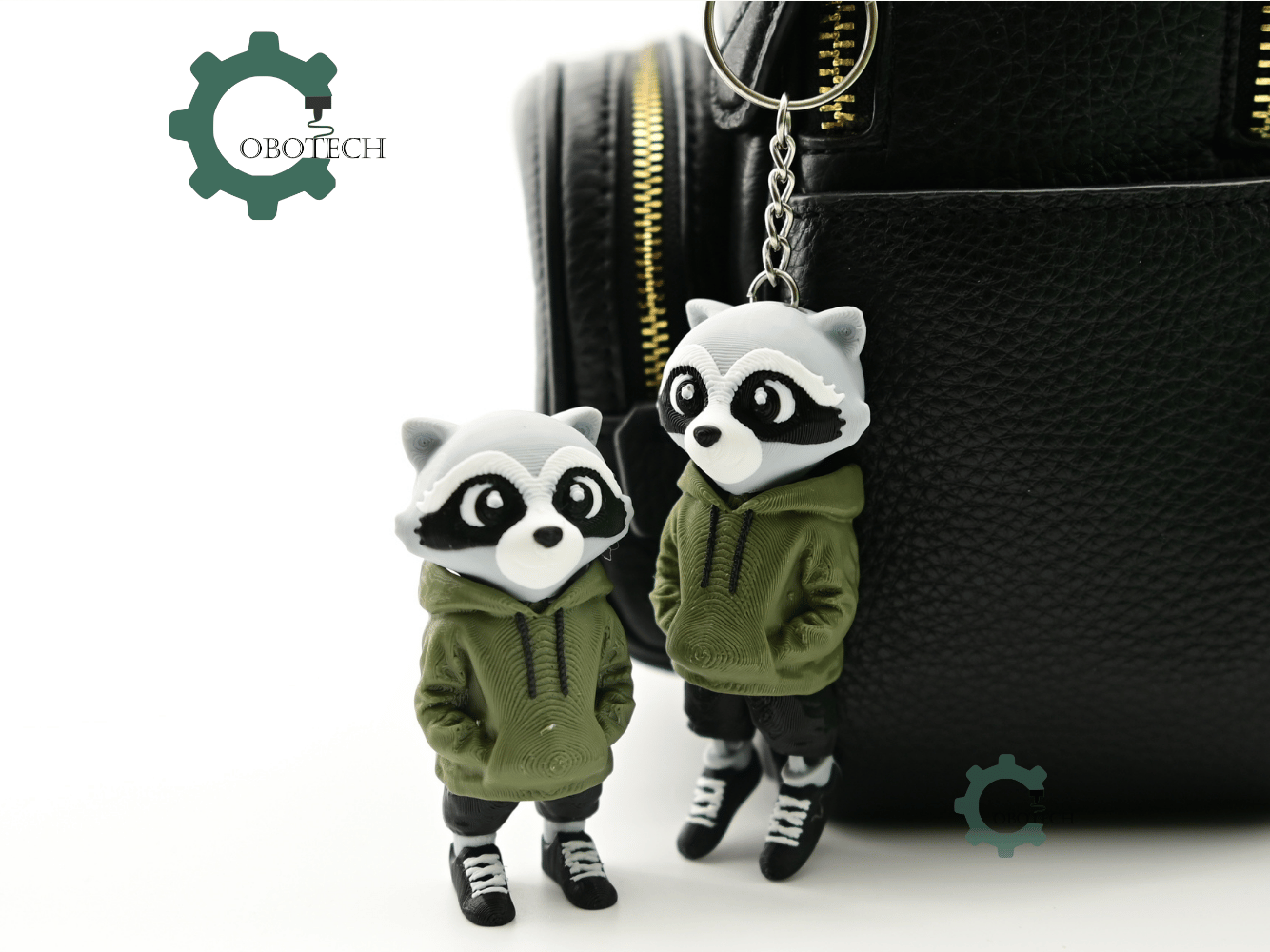 Digital Downloads - Cobotech Urban Raccoon In Hoodie Articulated Keychain - Cute Backpack Keychain