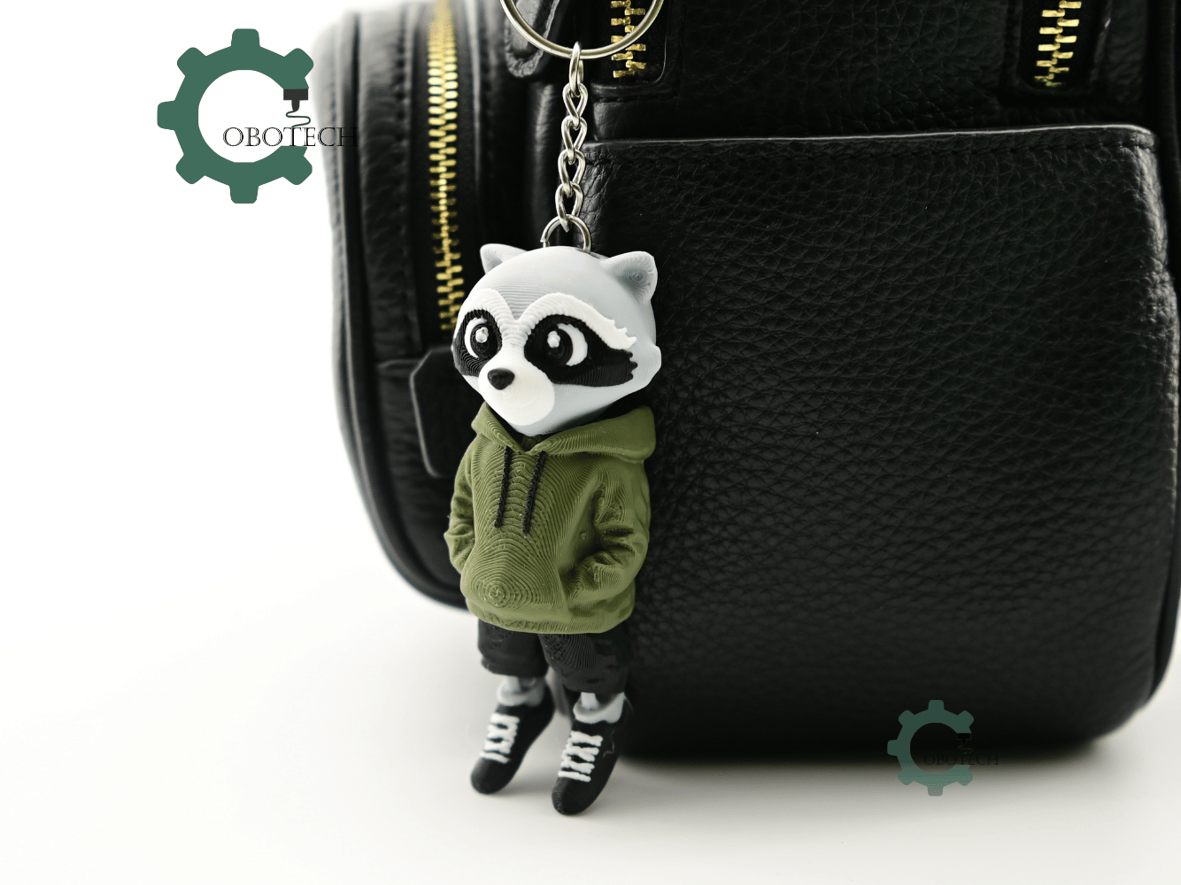 Digital Downloads - Cobotech Urban Raccoon In Hoodie Articulated Keychain - Cute Backpack Keychain