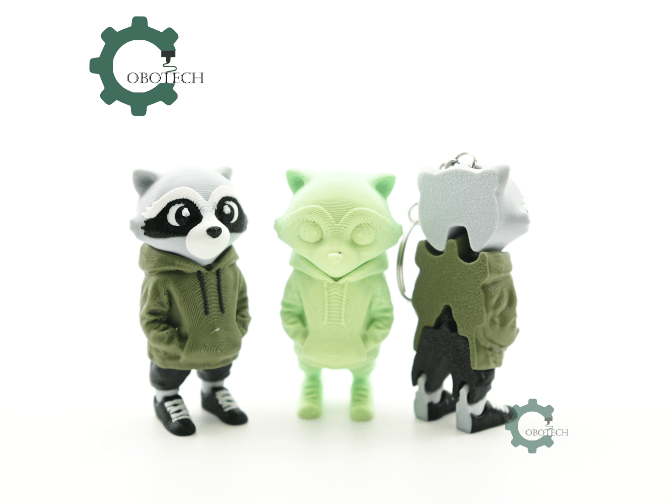 Digital Downloads - Cobotech Urban Raccoon In Hoodie Articulated Keychain - Cute Backpack Keychain