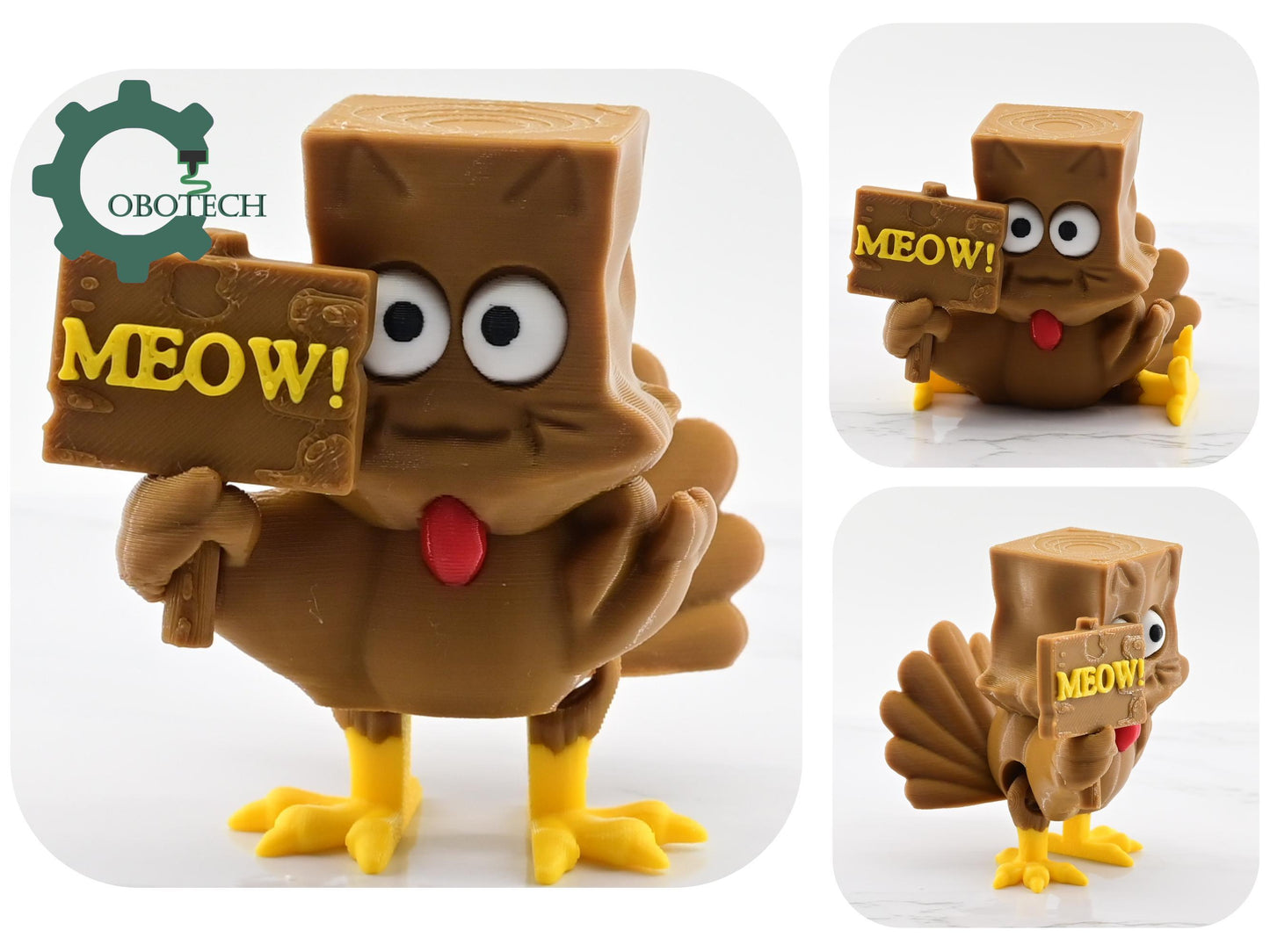 Digital Downloads Cobotech Articulated Meow Turkey - Fun Cobotech Toys - Unique Gifts - Home/Desk Decor - Fall Decor - Thanksgiving Decor